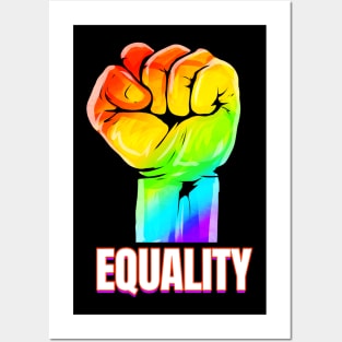 Colorful raising fist for equality LGBTQ Posters and Art